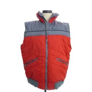 Vintage Mens Jacket Vest Size XL Lined Cotton Polyester Nylon Red Grey